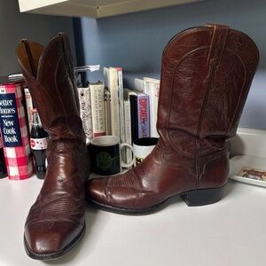 El Dorado Men's Handmade Brown Leather Cowboy Boots 14D